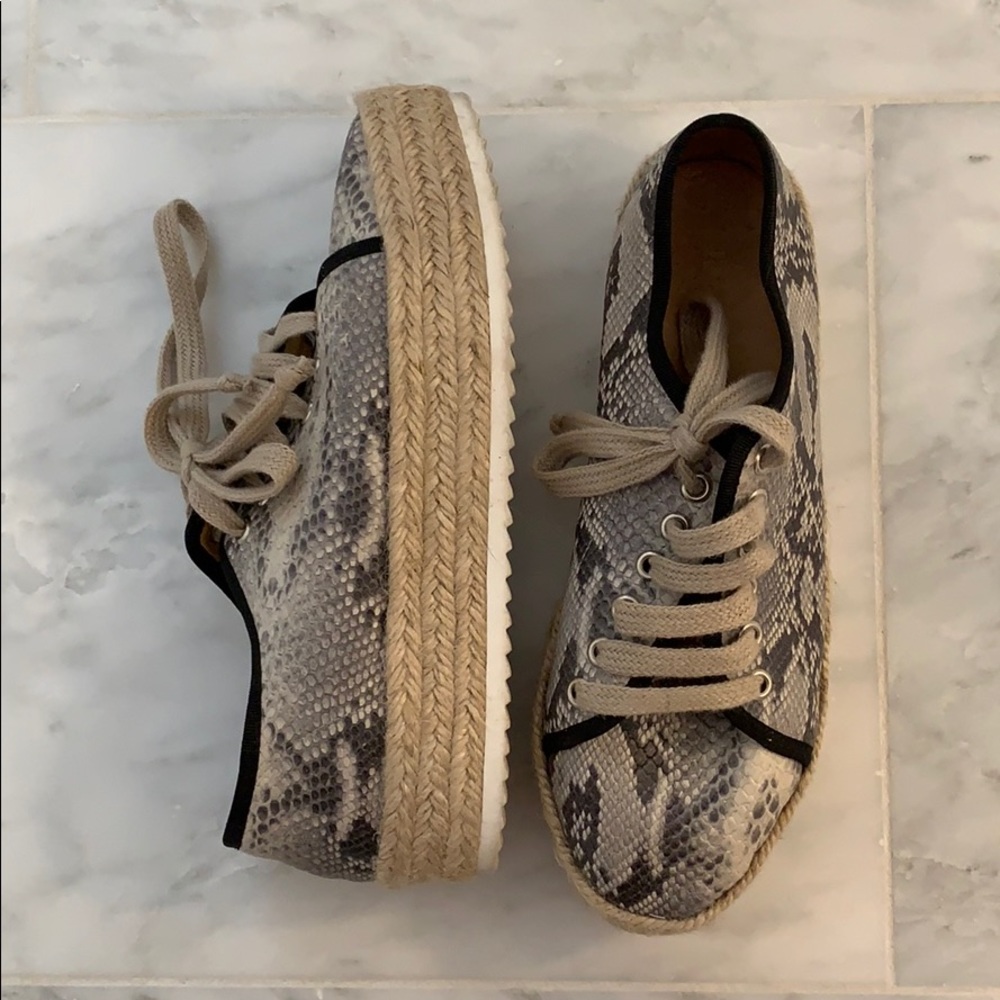 Five Worlds platform snakeskin sneakers